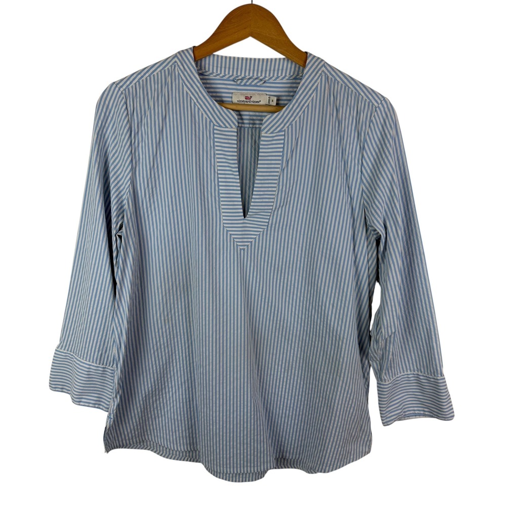 Vineyard Vines Striped Harbor Tunic Top Medium Blue Coastal Preppy Quiet Luxury